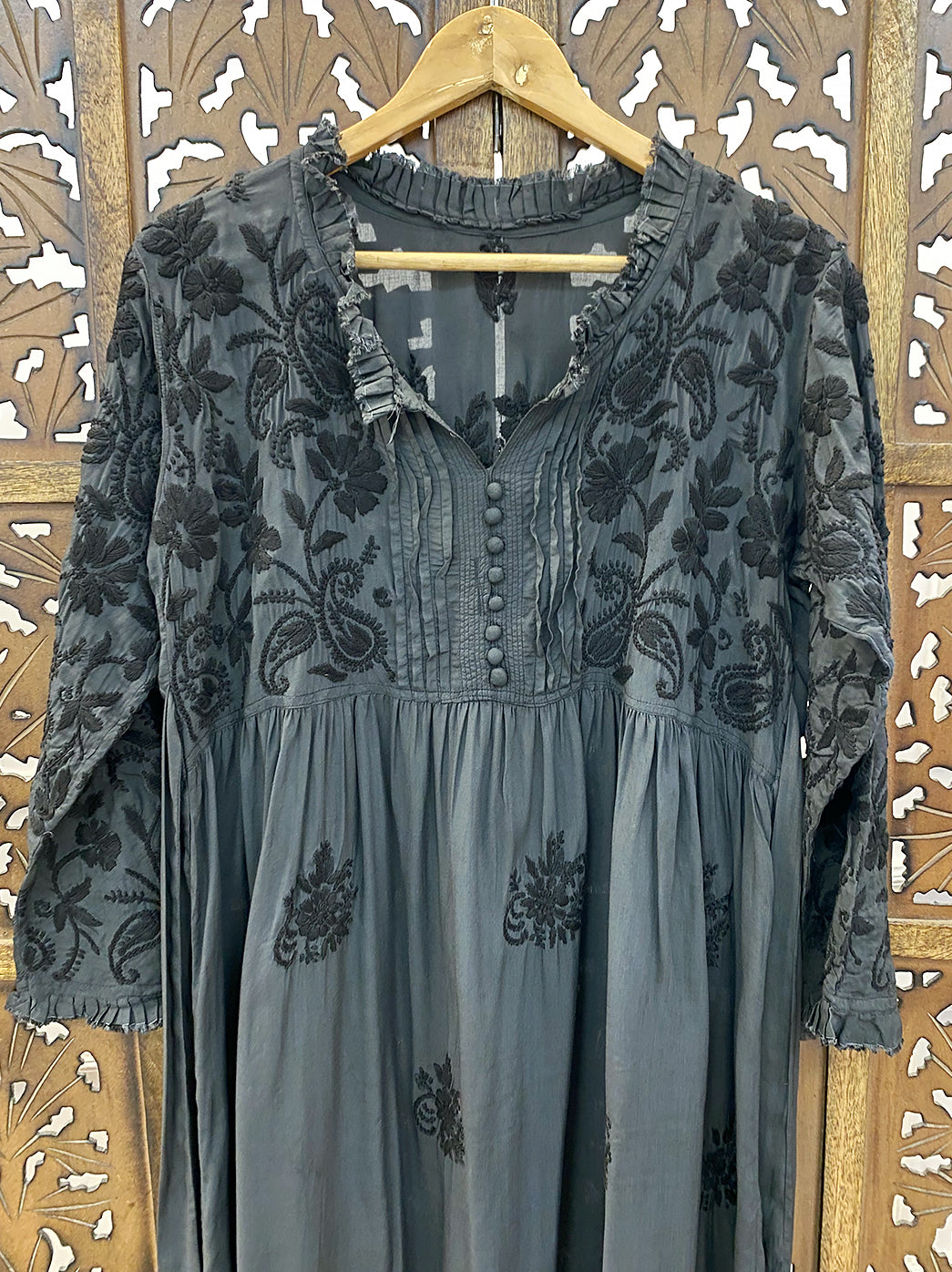 Black Muslin Chikankari Anarkali
