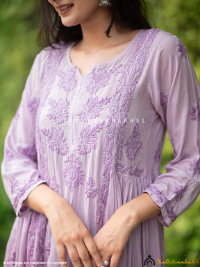 Mauve Anisa Modal Chikankari A-Line Kurti