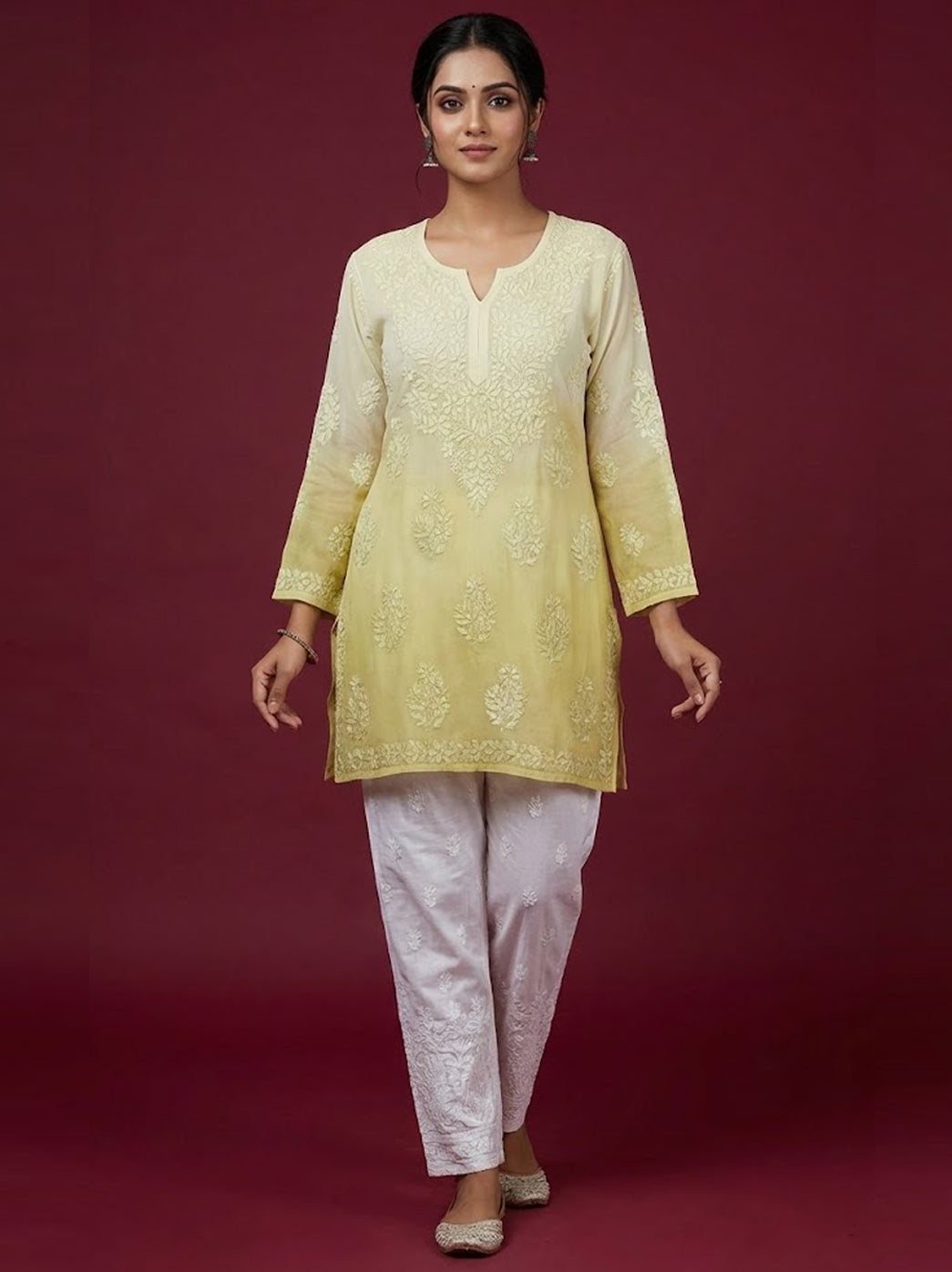 Mauve Rihana Viscose Chikankari Tunic Top