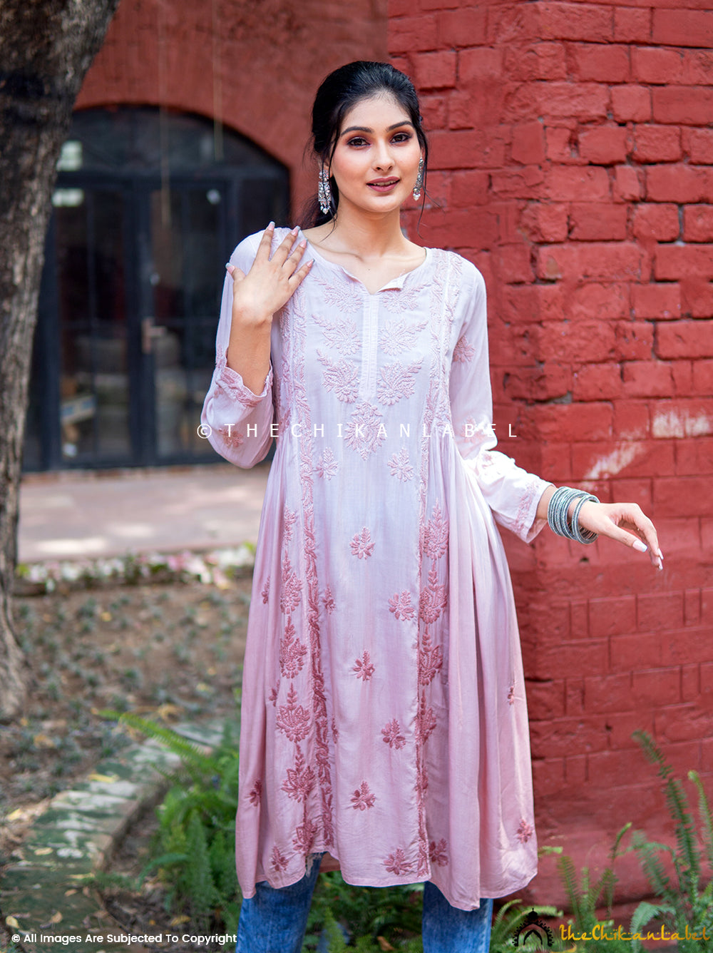 Choco Anisa Modal Chikankari A-Line Kurti