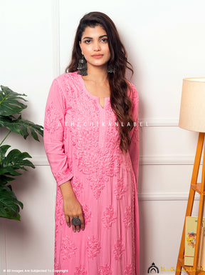 Bubblegum Freya Modal Chikankari Kurti Palazzo Set