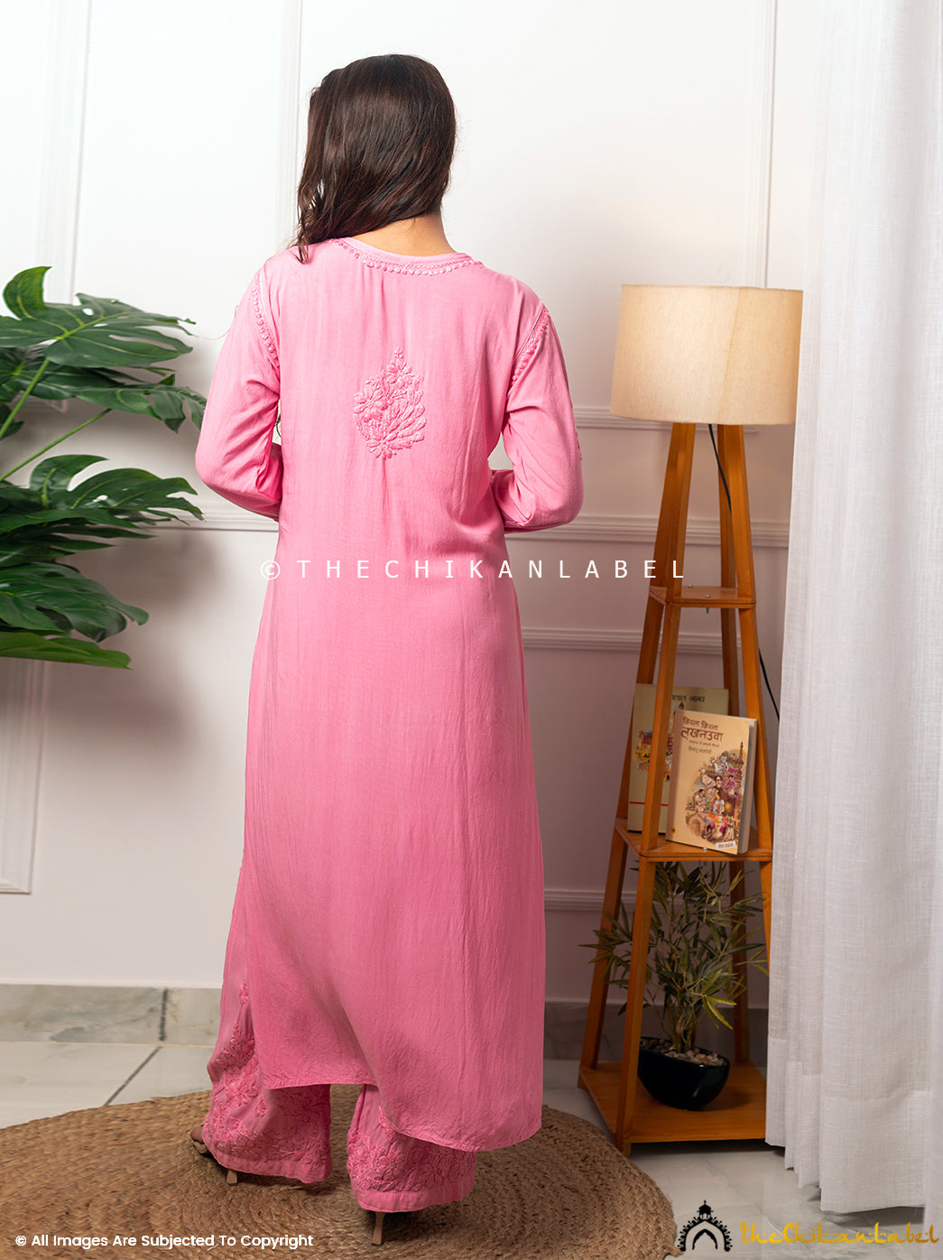 Buy chikankari kurti palazzo set online at best prices, Shop authentic Lucknow chikankari handmade kurta kurti palazzo set in modal fabric for women 3