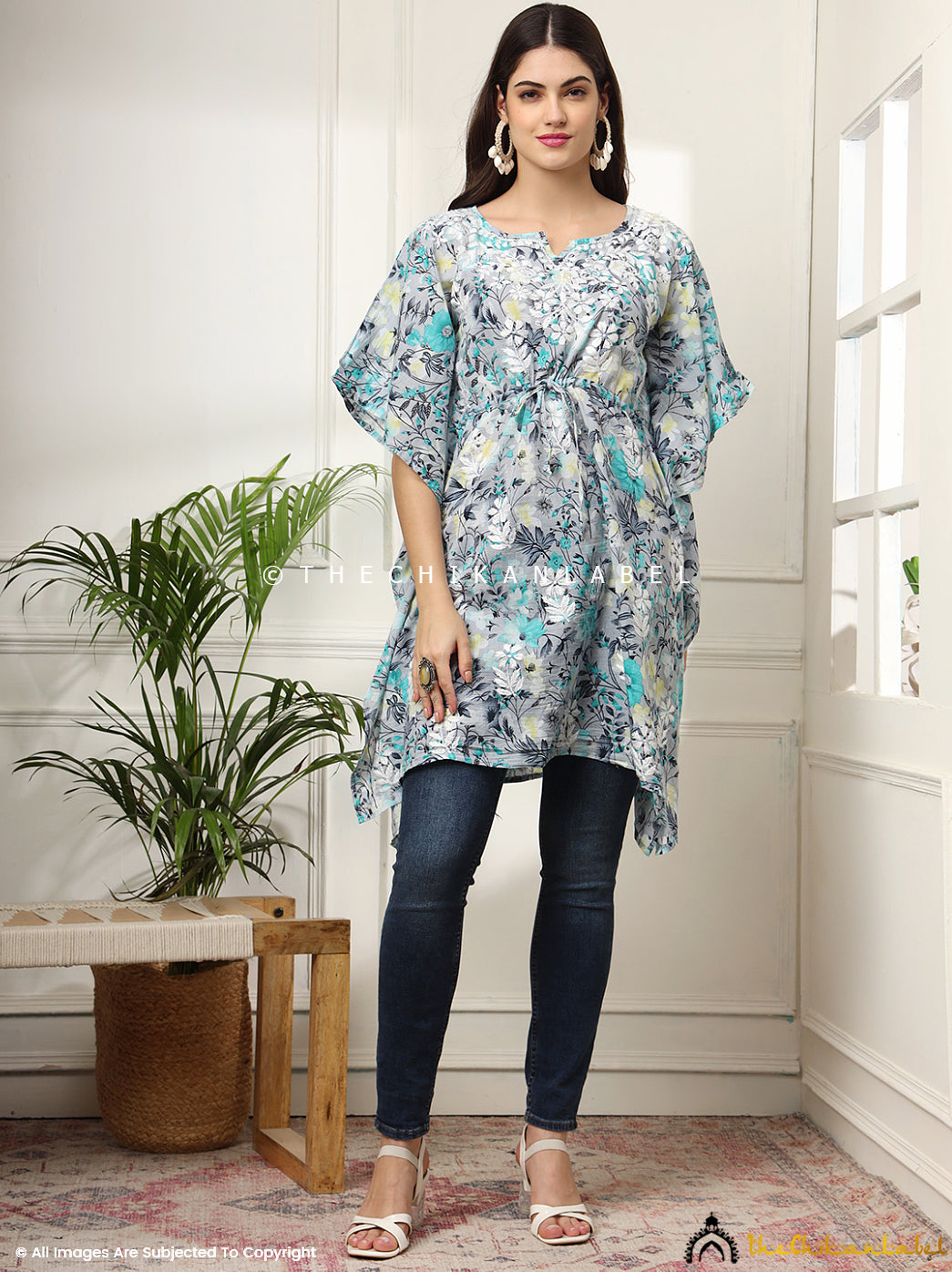 Green Himani Mulmul Cotton Short Kaftan