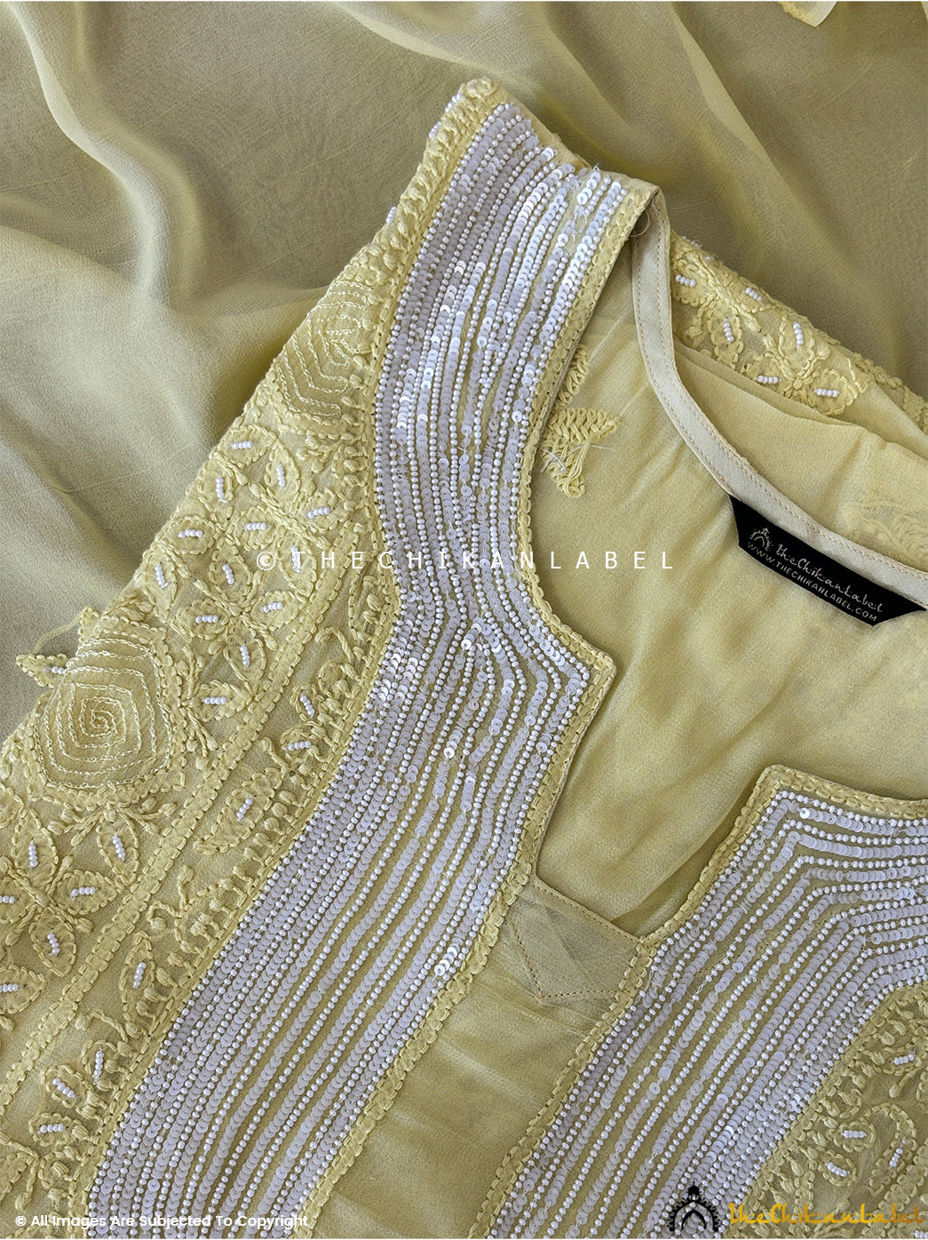 Yellow Aruba Viscose Chikankari Cut Dana Work Un-Stitched Suit with Dupatta