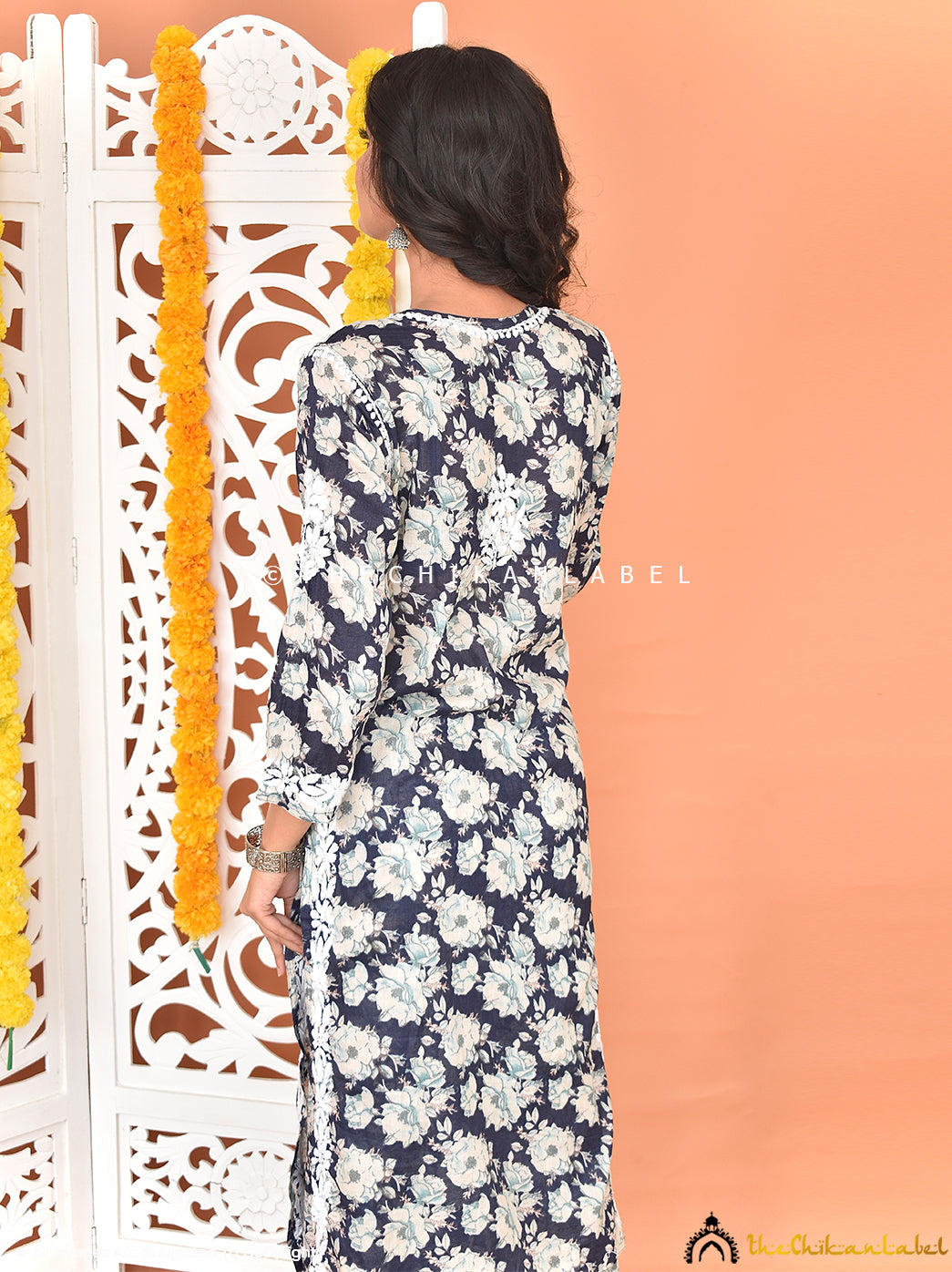 Buy chikankari kurti palazzo set online at best prices, Shop authentic Lucknow chikankari handmade kurta kurti palazzo set in mulmul fabric for women 3