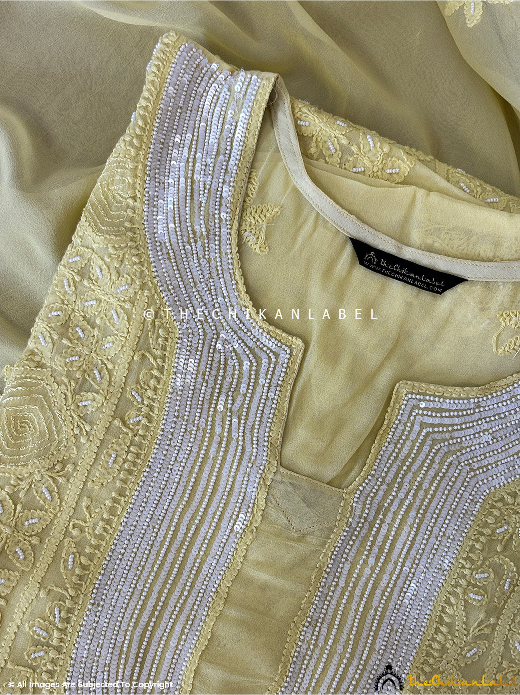 Yellow Aruba Viscose Chikankari Un-Stitched Suit with Dupatta