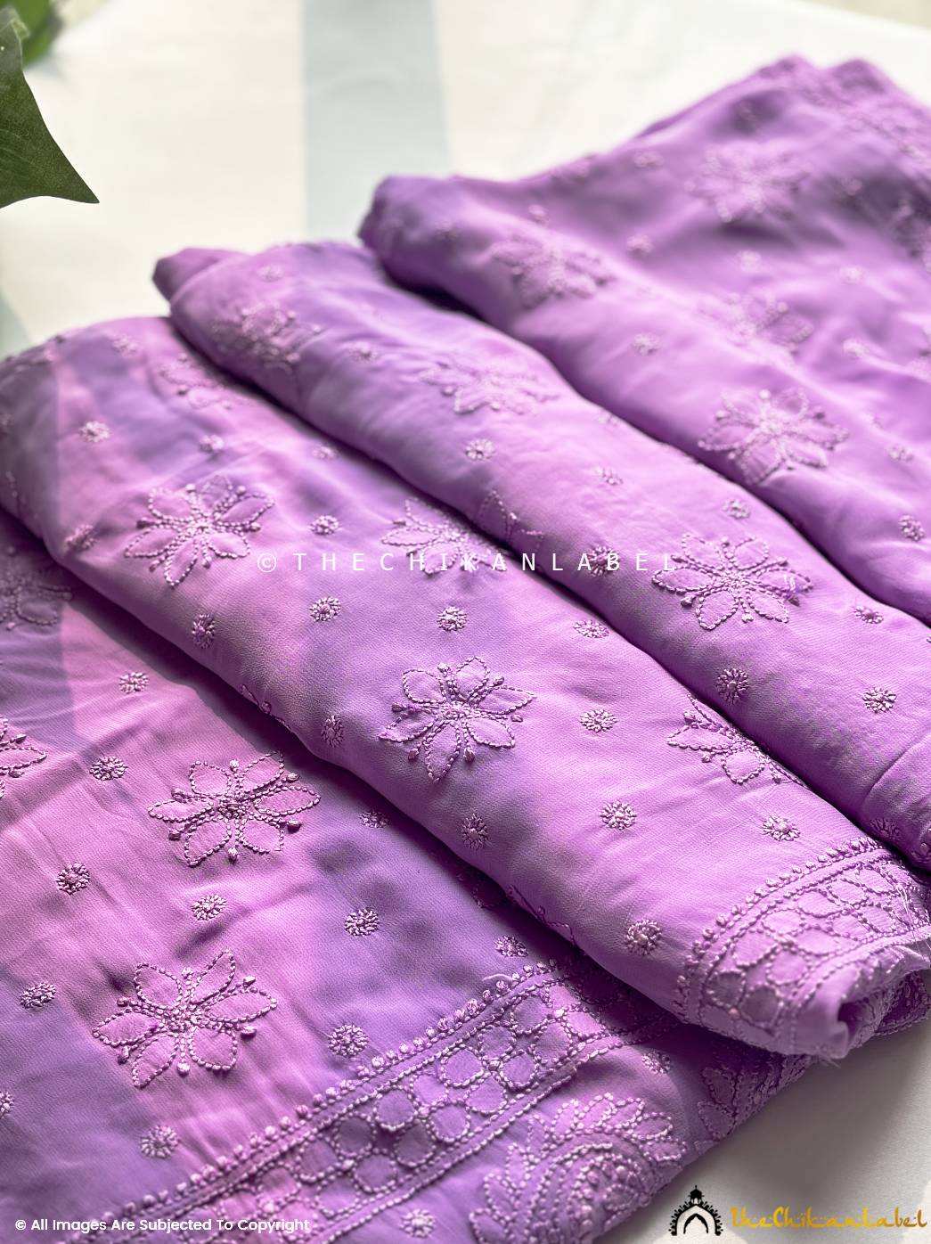 Lavender Maryam Viscose Chikankari Saree