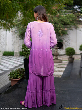 Lilac Fida Viscose Chikankari Kurti Garara Set