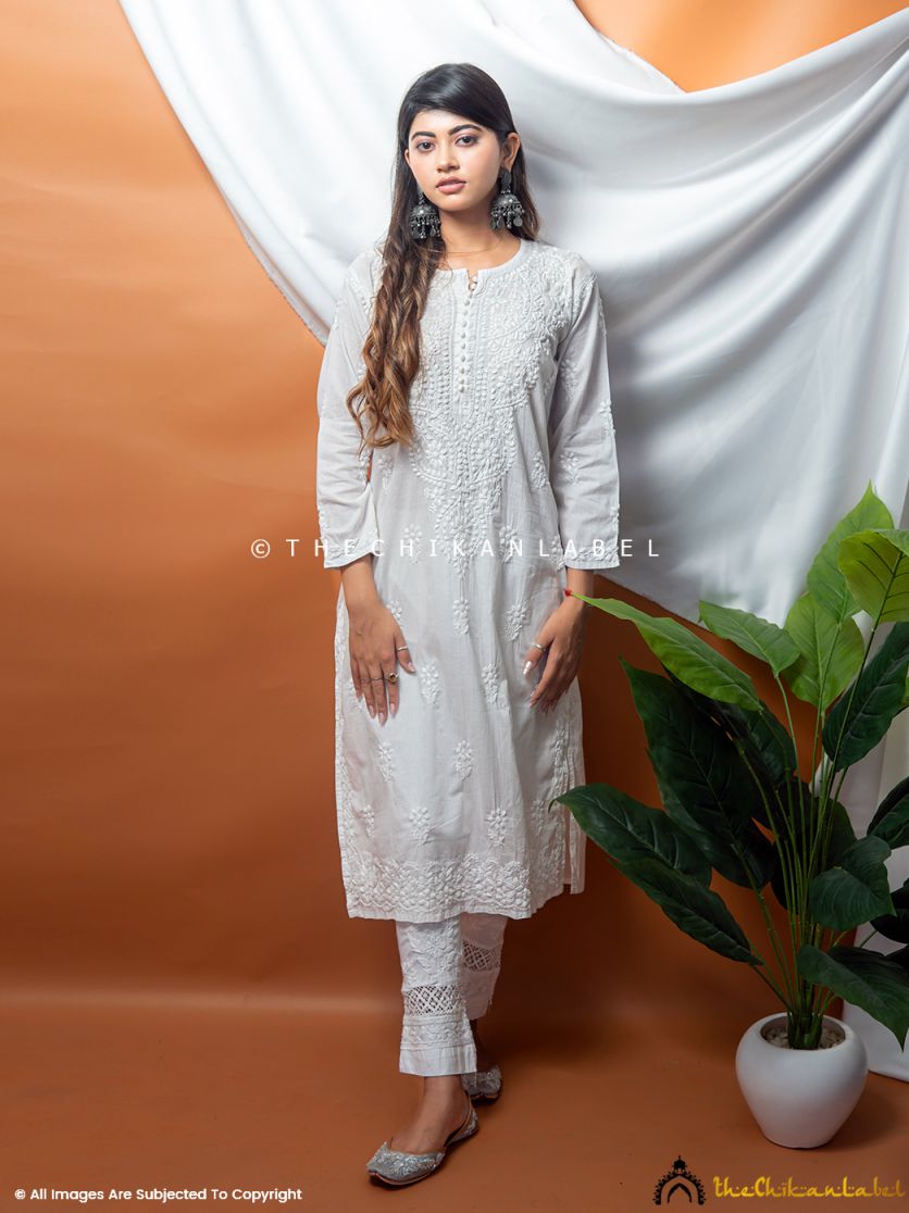 Buy ANNI DESIGNER Women's White Cotton Blend Embroidered Straight Kurta  Online at Best Prices in India - JioMart.