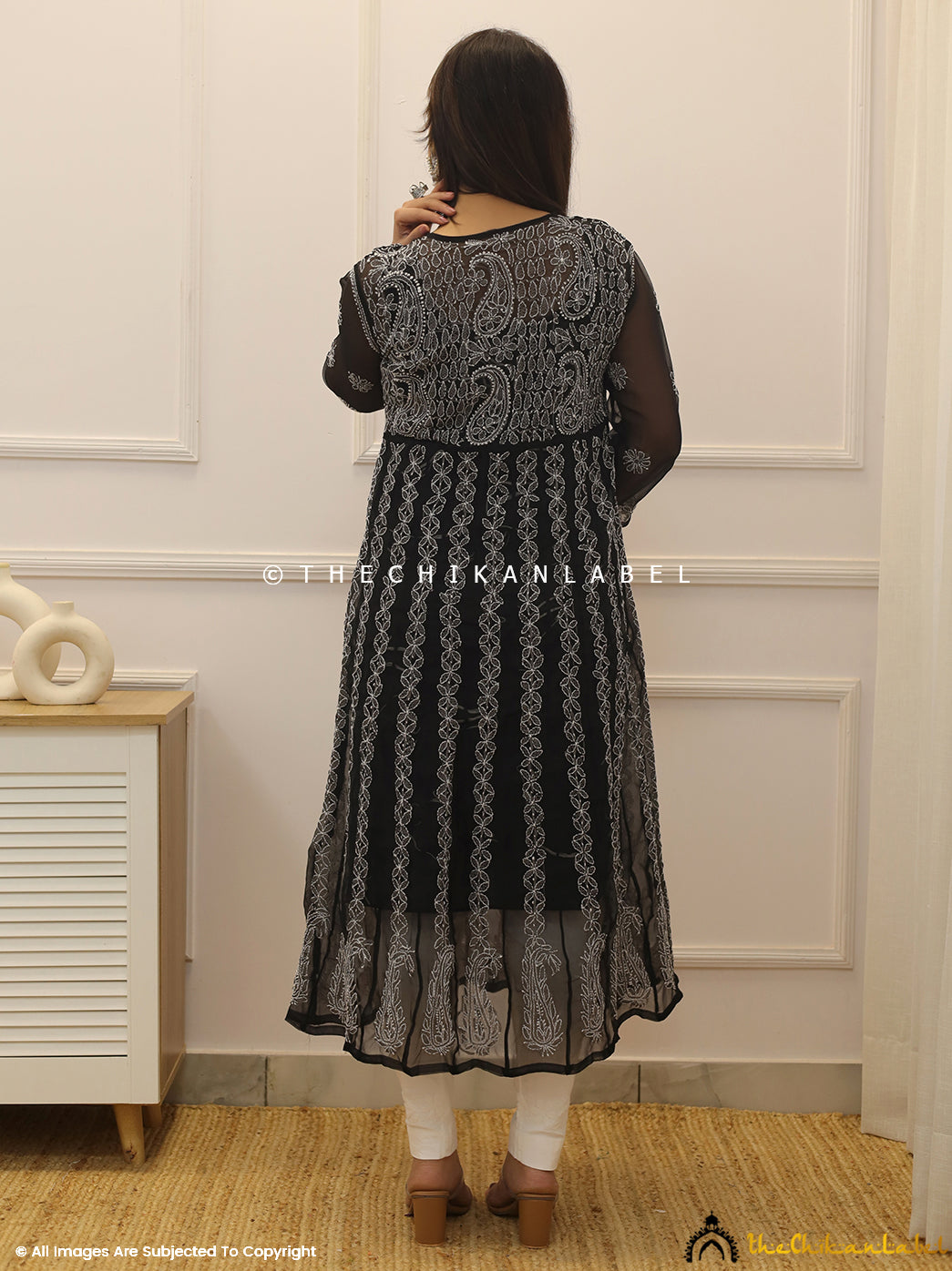 Black Georgette Chikankari Anarkali Kurti