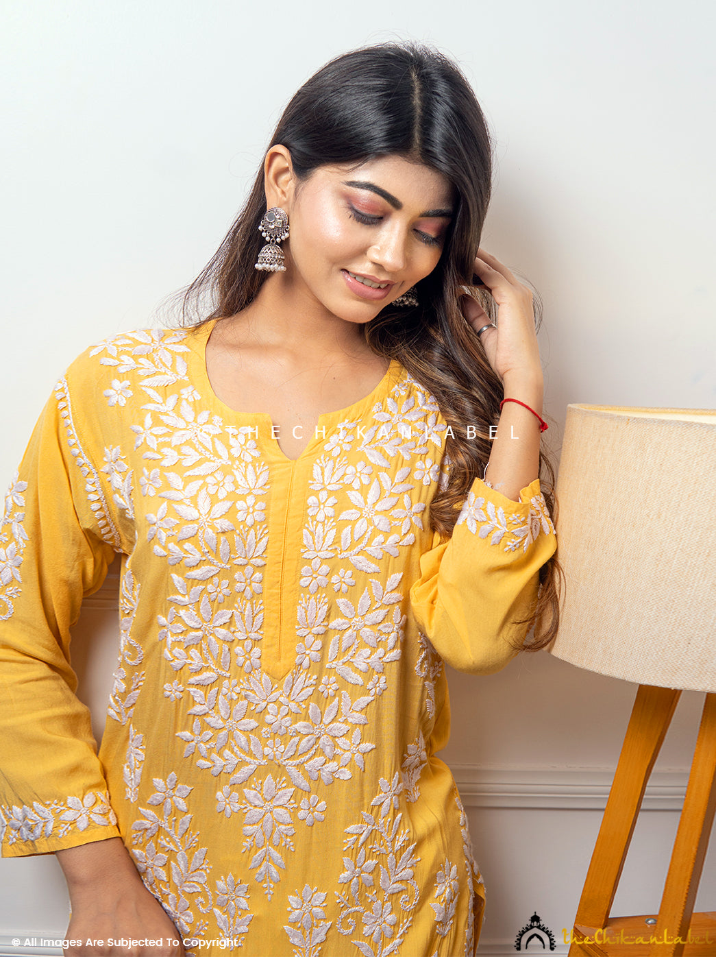 Yellow Eira Modal Chikankari Straight Kurti ,Chikankari Straight Kurti in Modal Fabric For Woman