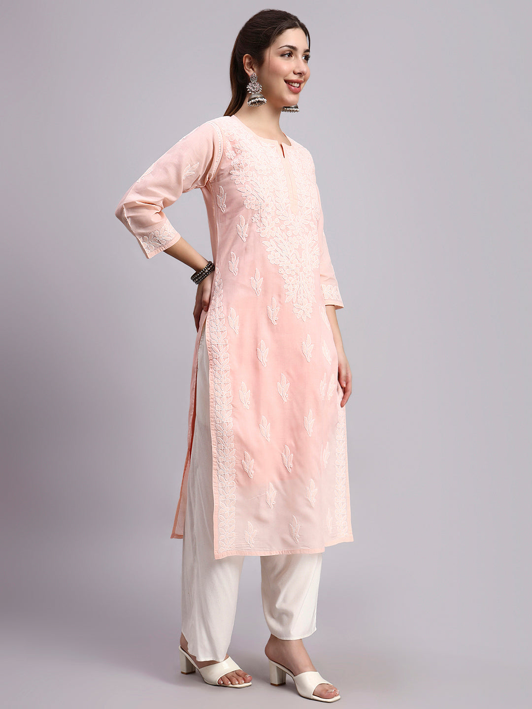 Minimal and stylish Chikankari cotton kurti perfect for women looking for comfortable and trendy ethnic wear