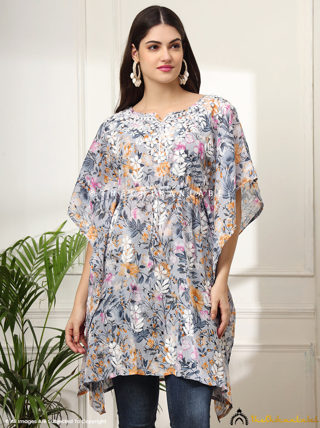 Orange Himani Mulmul Cotton Short Kaftan