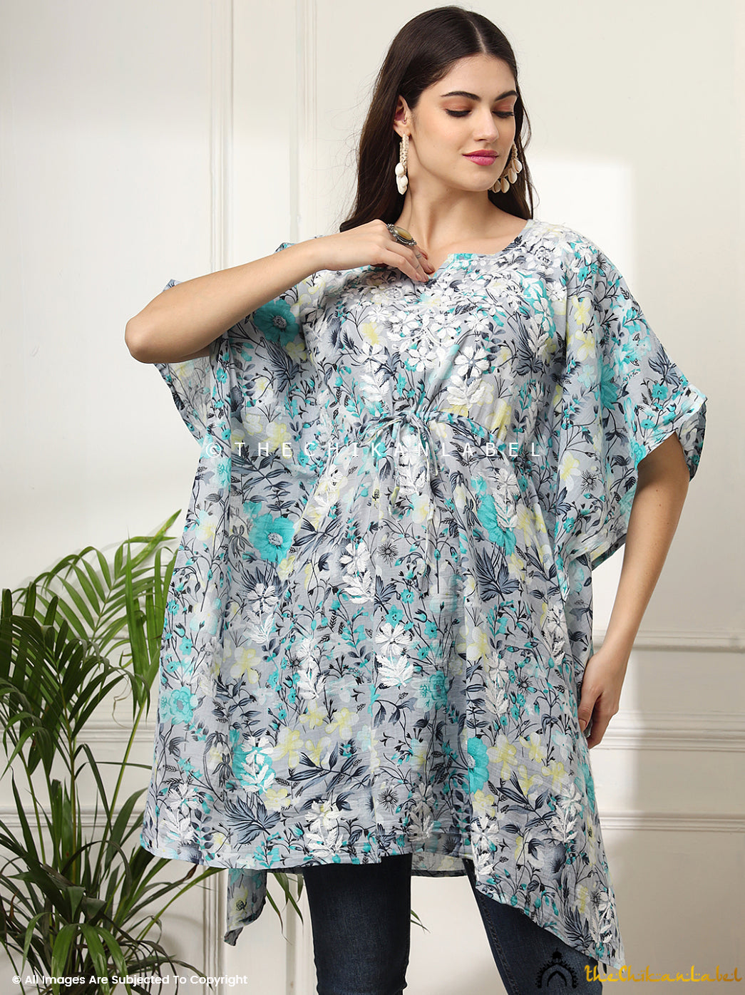 Green Himani Mulmul Cotton Short Kaftan