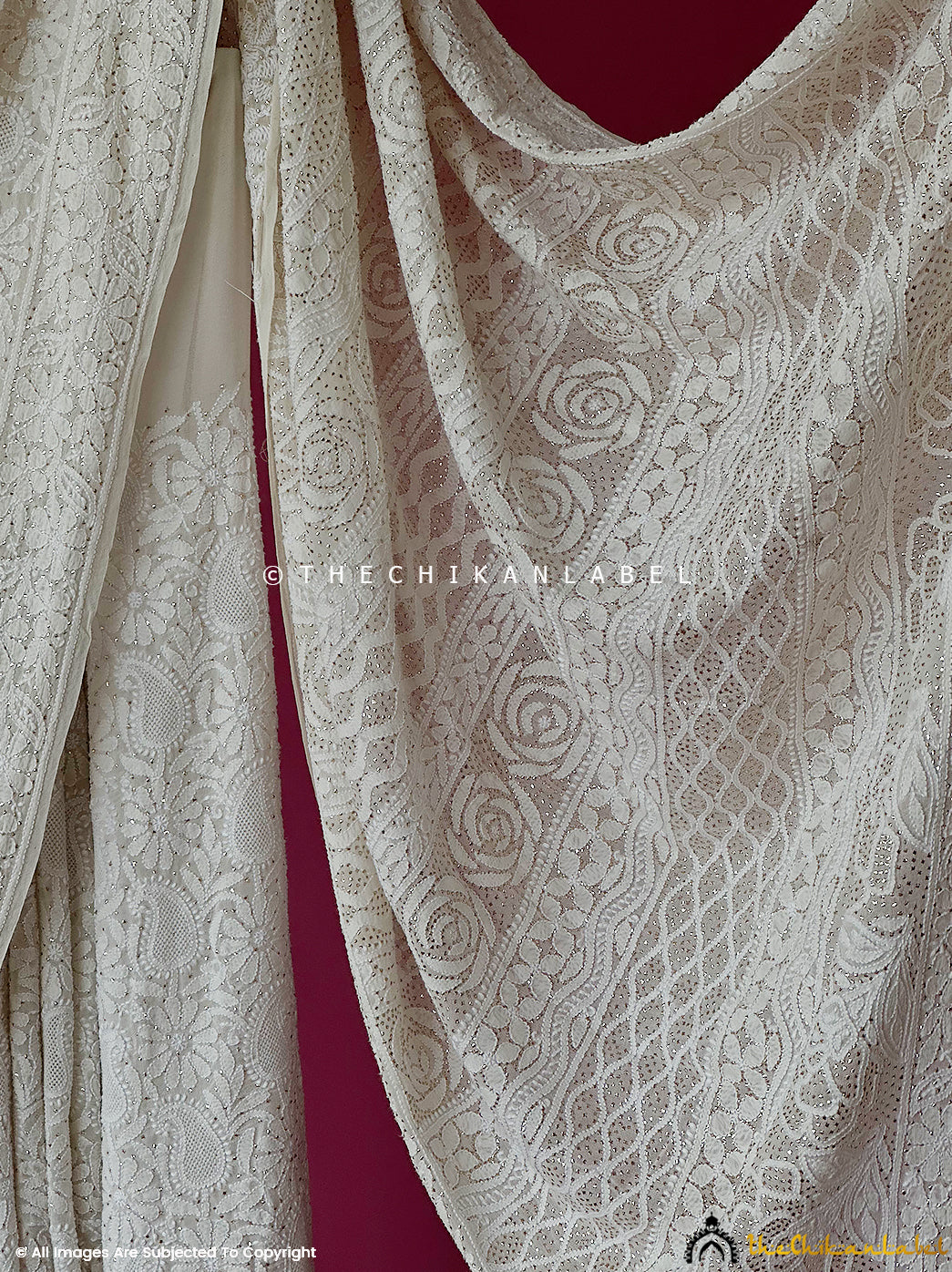 white pure georgette saree, chikankari saree, manish malhotra designer saree, abu jani luxury saree, luxe saree, anjul bhandari sareen