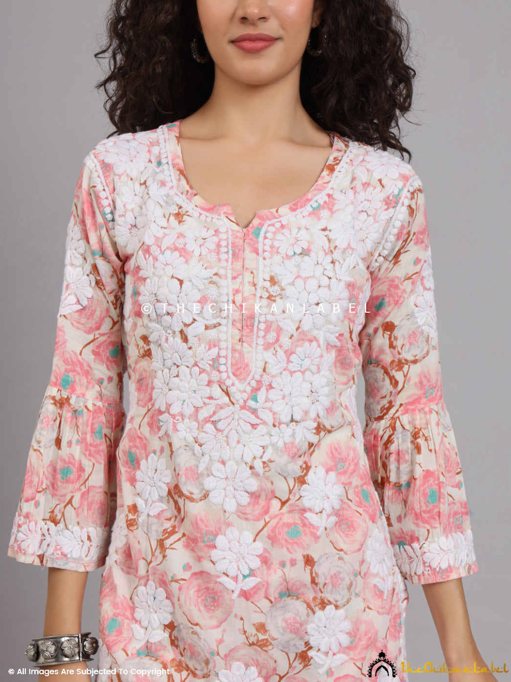 Peach Tarz Mulmul Cotton Chikankari Kurta Garara Set