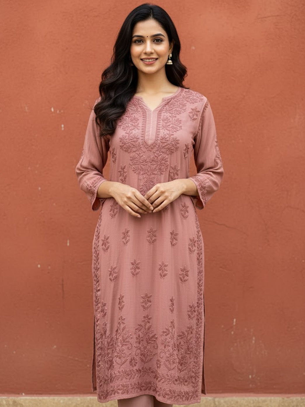 Coral Modal Chikankari Straight Kurta