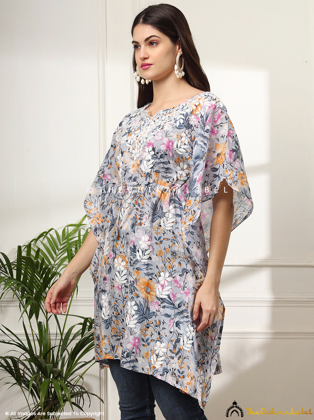 Orange Himani Mulmul Cotton Short Kaftan