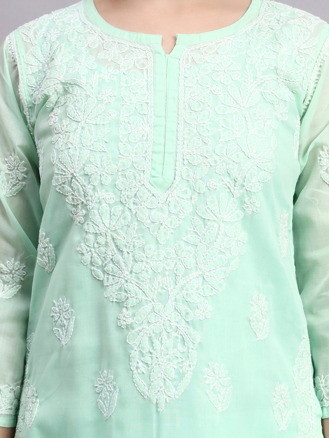 Comfortable regular wear kurti with traditional Chikankari embroidery and modern straight fit styling for women