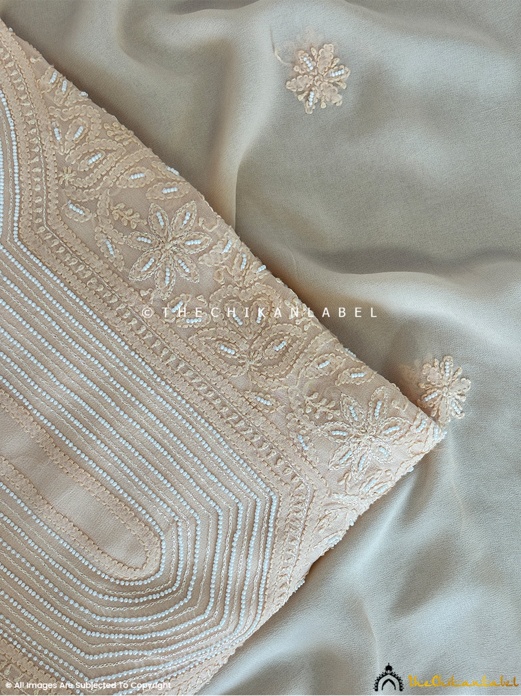 Beige Aruba Viscose Chikankari Un-Stitched Suit with Dupatta