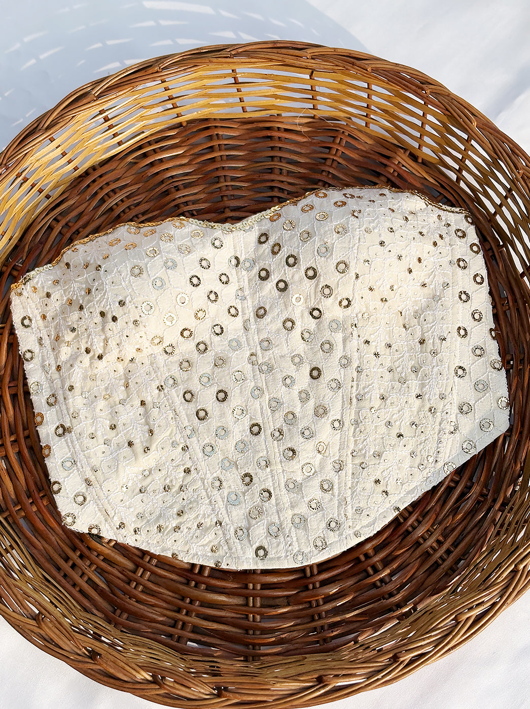 Pure Georgette Chikankari Off-Shoulder Corset Top - White