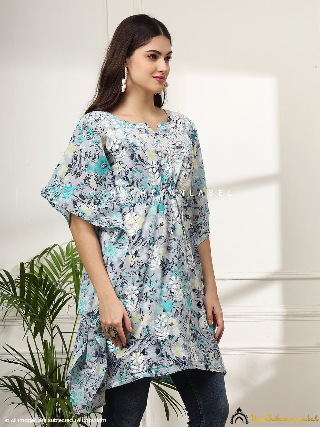 Green Himani Mulmul Cotton Short Kaftan