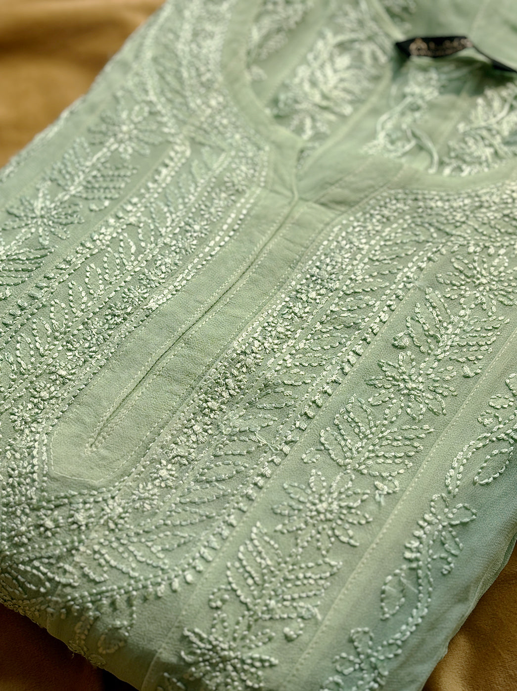 Pista Green Hana Viscose Chikankari Anarkali