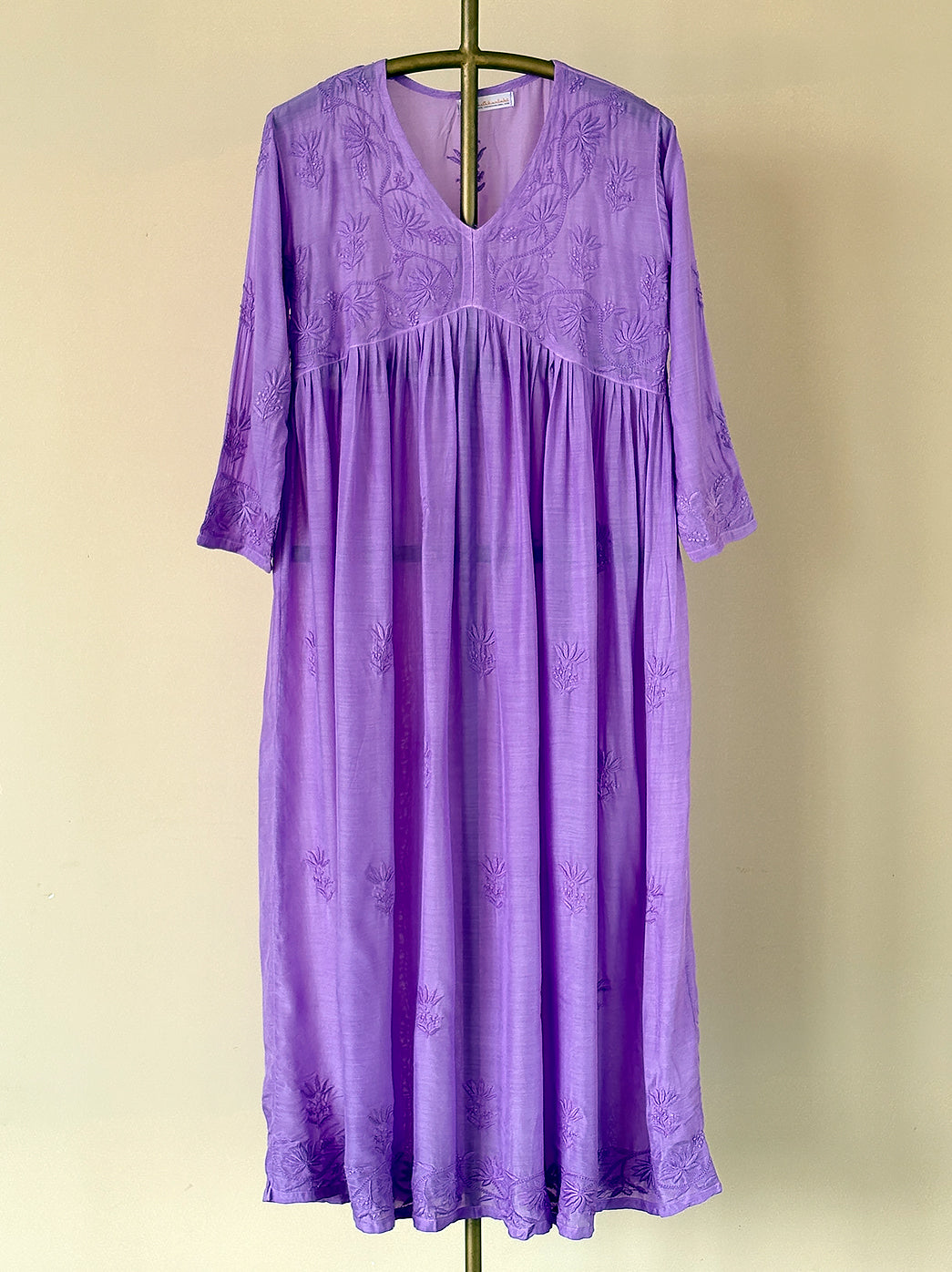 Alia Muslin Chikankari Anarkali - Lavender