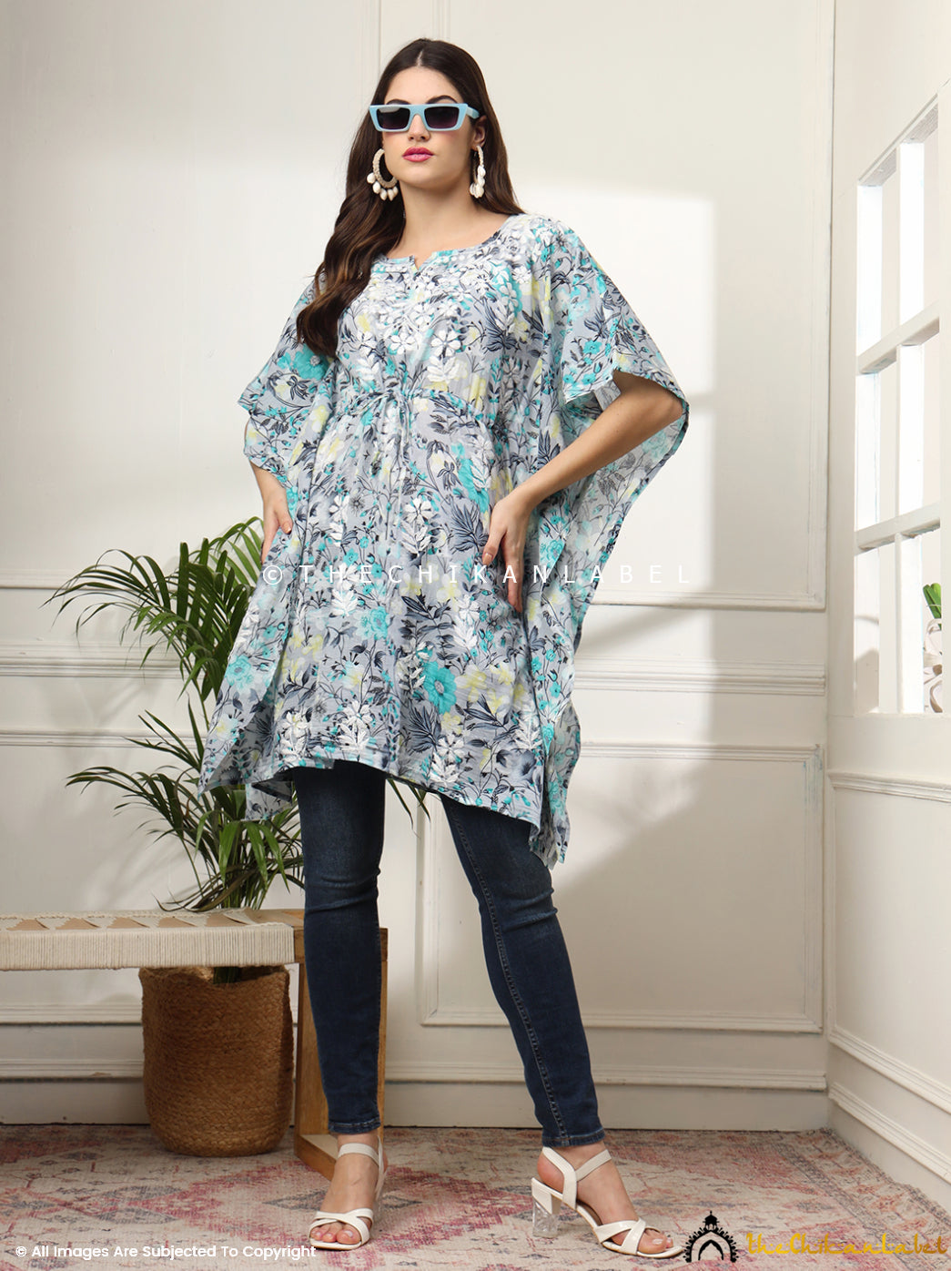 Green Himani Mulmul Cotton Short Kaftan