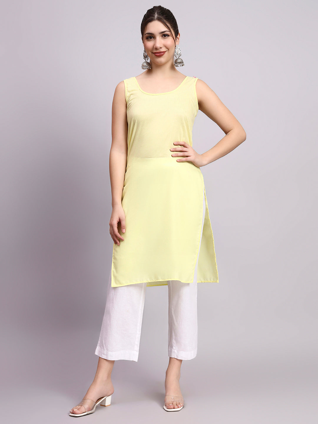 Stylish women kurta with intricate Chikankari craftsmanship and lightweight cotton fabric for all day comfort