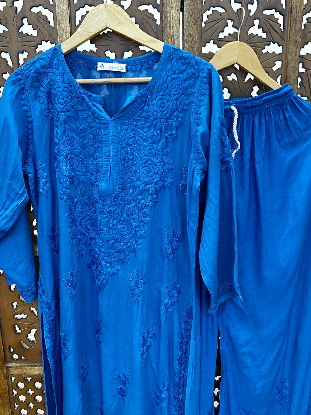 Amaaya Modal Chikankari Kurta Palazzo Set - Blue