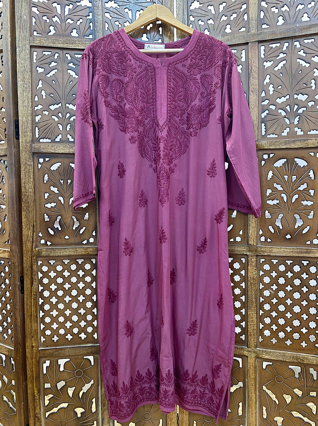 Mauve Modal Chikankari Straight Kurti
