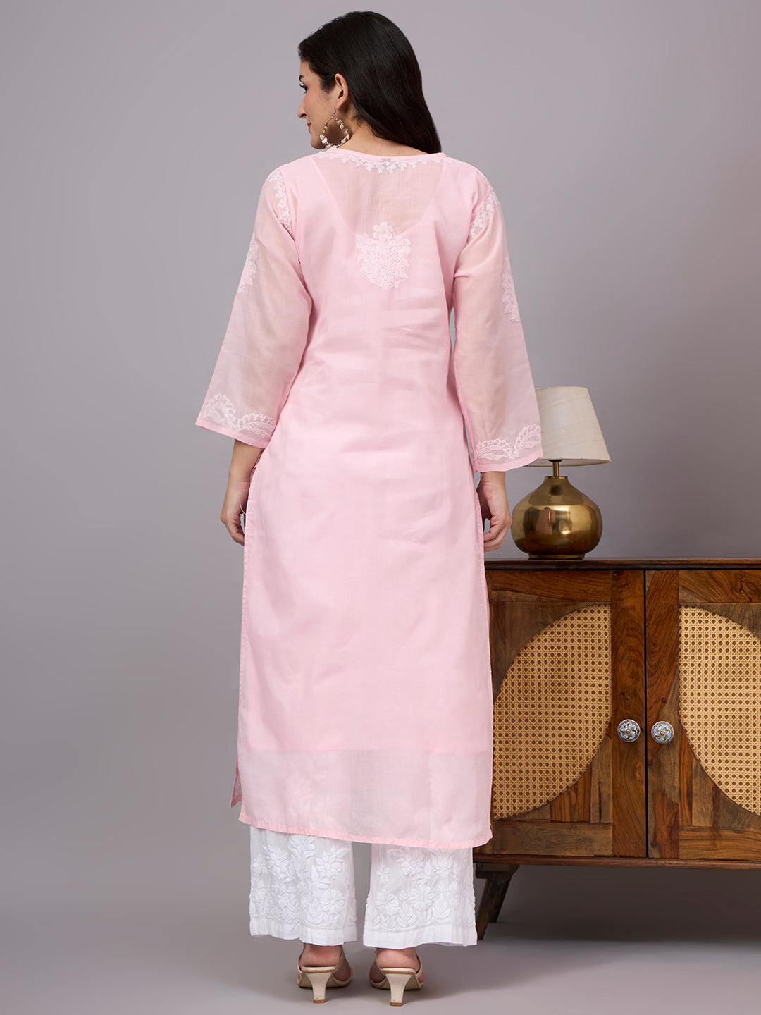 Elegant Chikankari Kurta crafted from premium cotton with a soft attached inner, showcasing traditional Lucknow embroidery for timeless ethnic fashion.