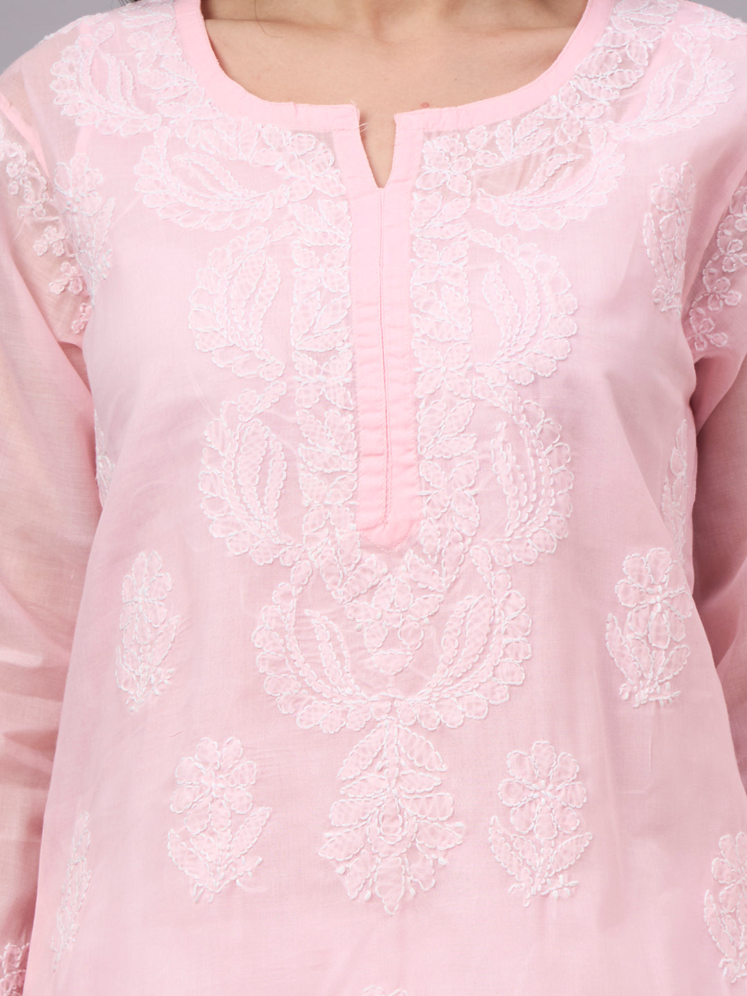 Premium Cotton kurta with inner featuring intricate handcrafted Chikankari embroidery, breathable cotton fabric, and a flattering straight silhouette for everyday elegance.