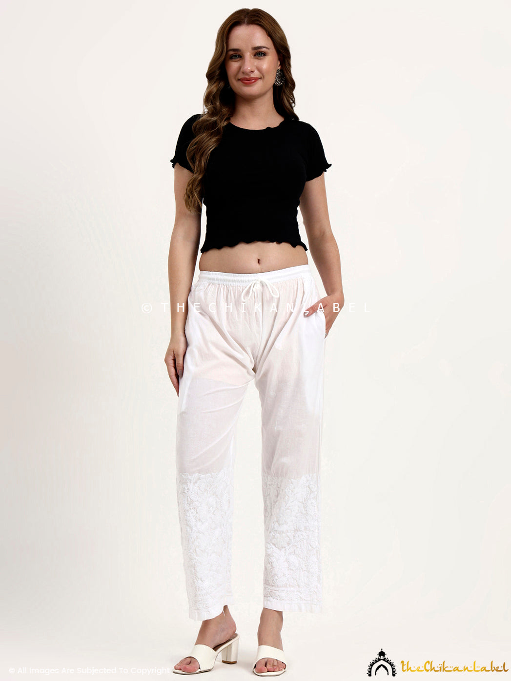 Stylish chikankari palazzo bottom wear crafted from breathable cotton for women.
