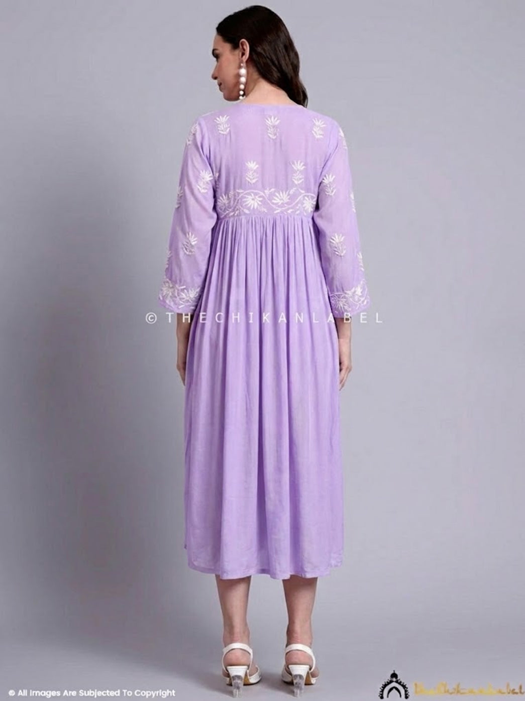 Alia Muslin Chikankari Anarkali - Lavender