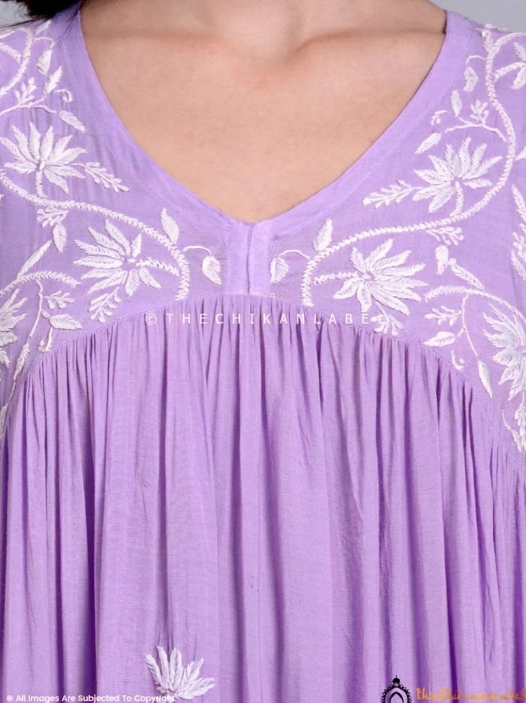 Alia Muslin Chikankari Anarkali - Lavender