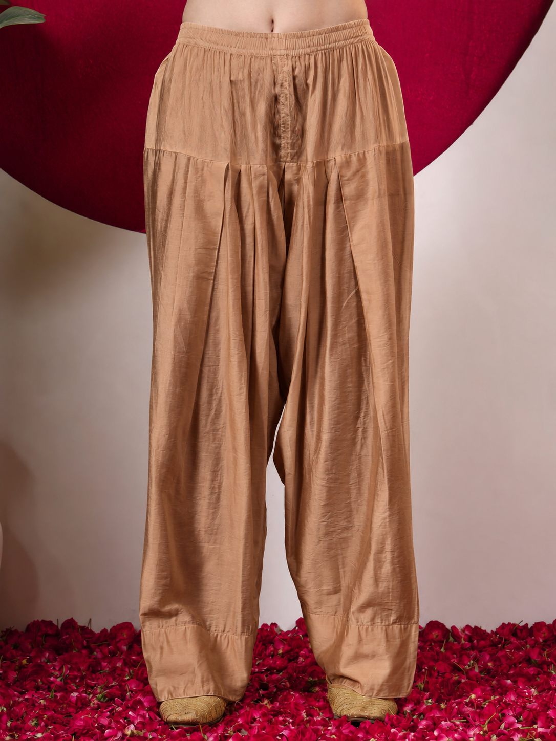 Alina Chanderi Chikankari Kurta Farshi Salwar Set - Beige