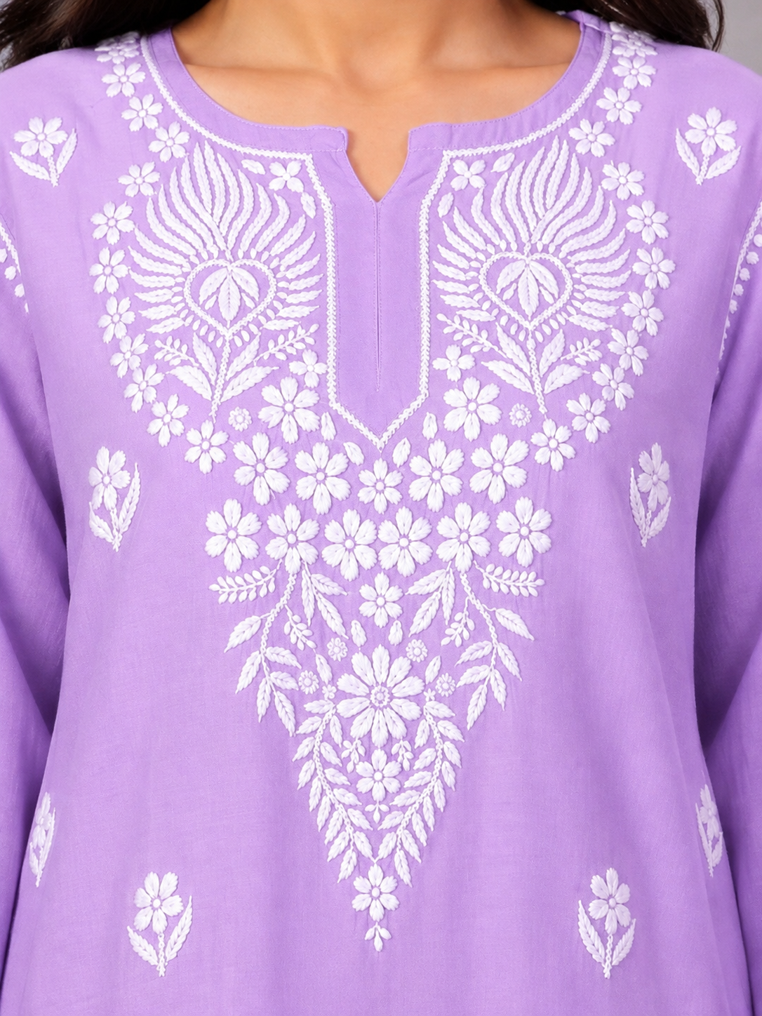 Alina Chanderi Chikankari Kurta Farshi Salwar Set - Lavender