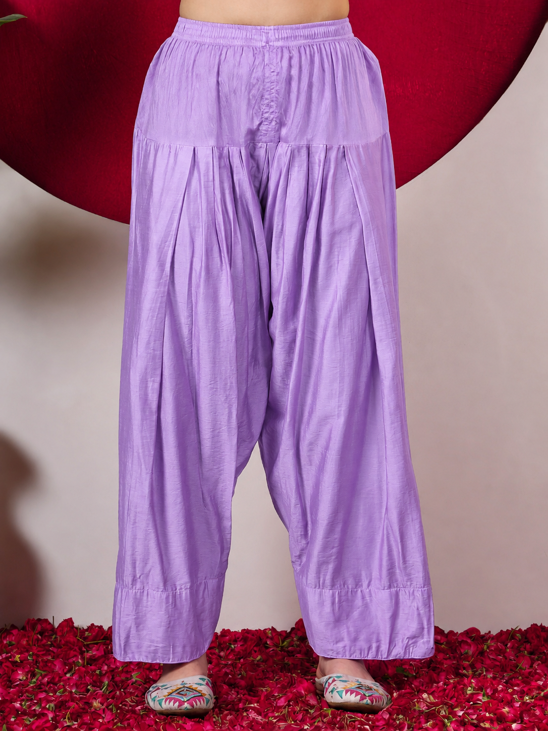 Alina Chanderi Chikankari Kurta Farshi Salwar Set - Lavender