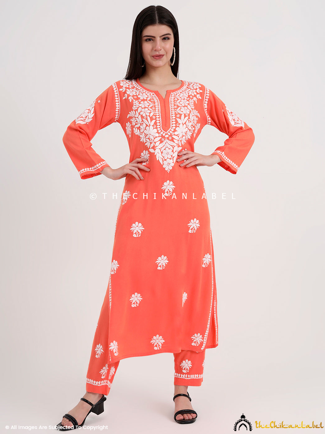 Elegant chikankari kurti set featuring intricate hand embroidery on soft fabric, perfect for festive and everyday ethnic wear.