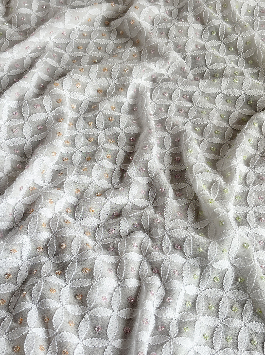 Anaisha Viscose Chikankari Un-stitched Kurti Piece with Dupatta - White Multi