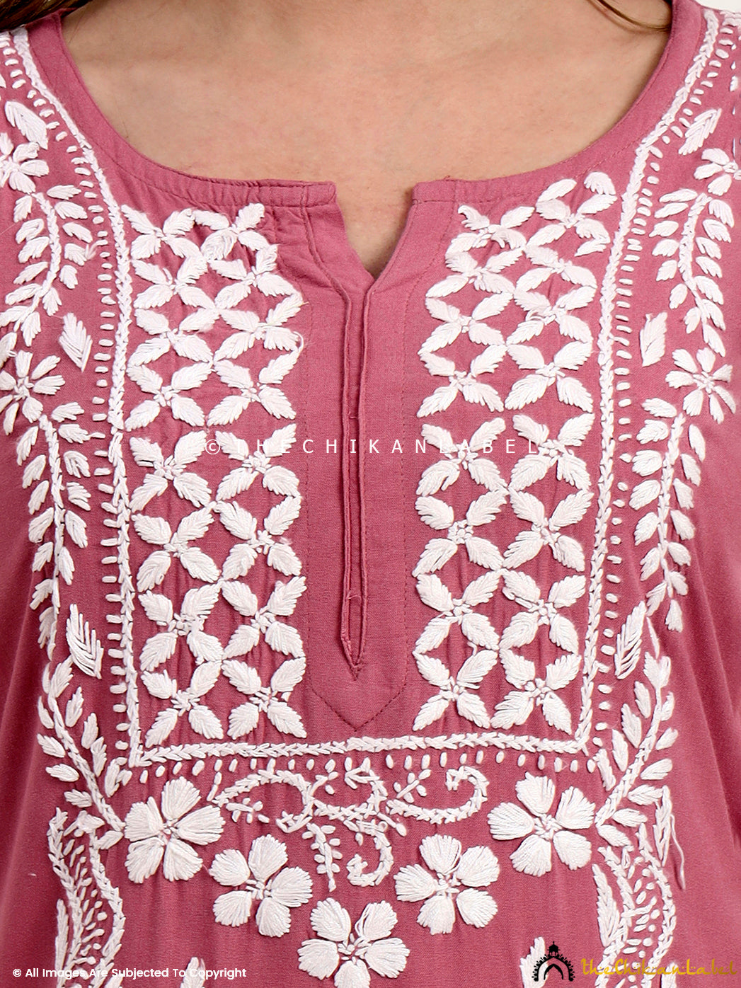 Classic chikankari straight kurti for women made from breathable rayon fabric.