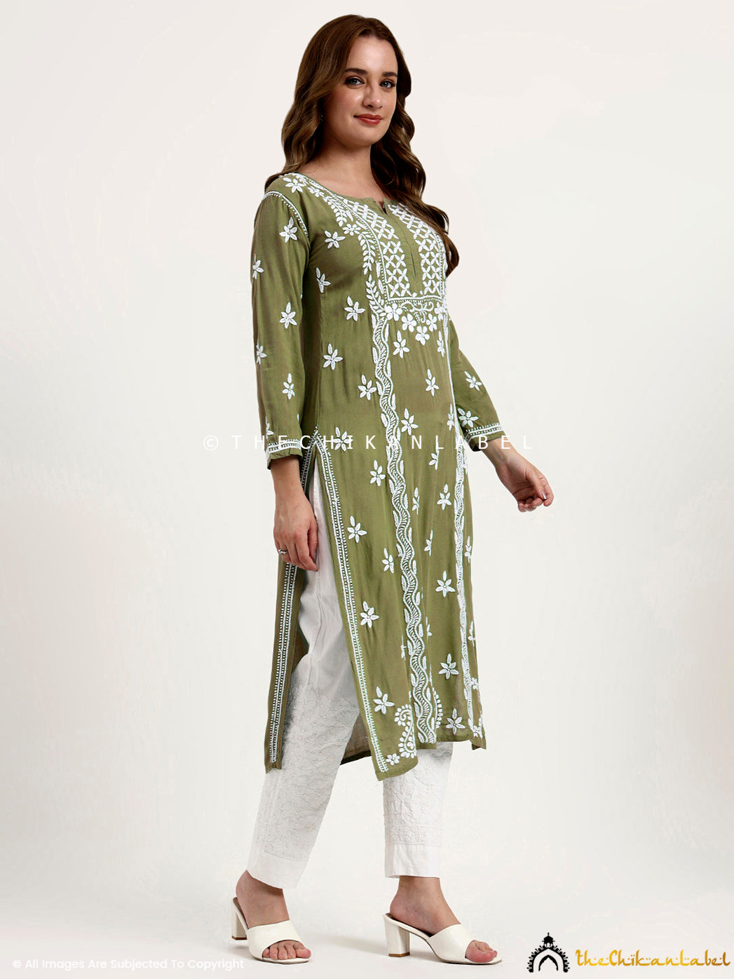 Ethnic wear kurti for women with authentic chikankari embroidery crafted on rayon fabric.