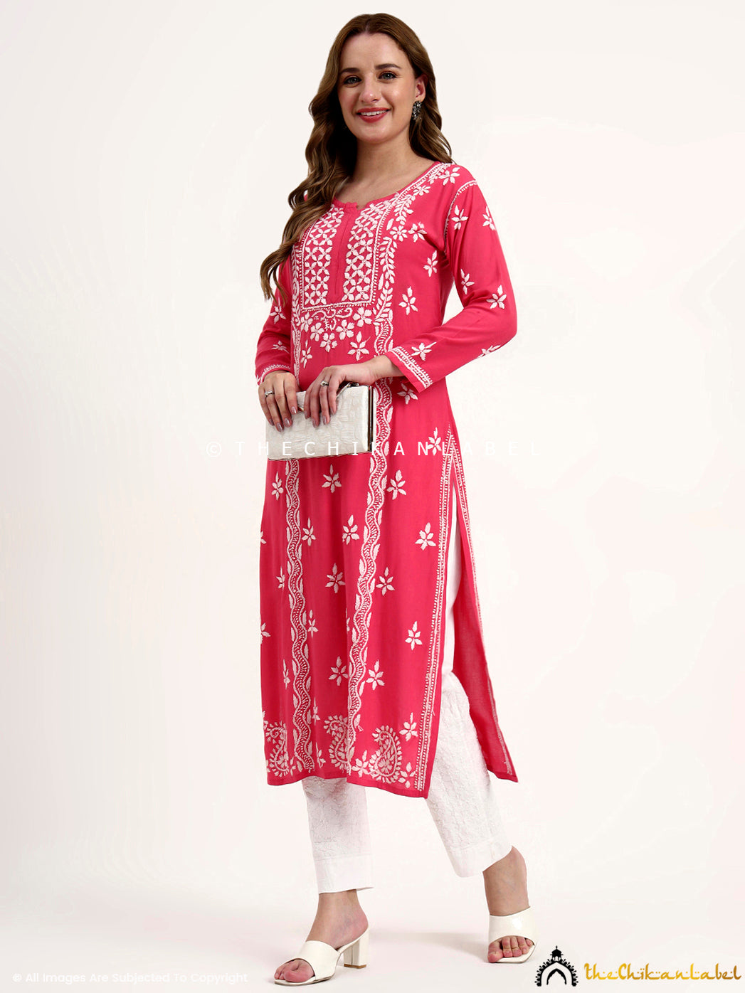 Premium rayon chikankari straight kurti with intricate hand embroidery for women’s ethnic wear.