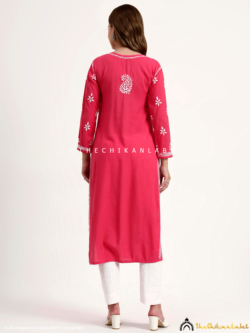 Artisan-made chikankari embroidery kurti in rayon fabric for modern ethnic wardrobe.