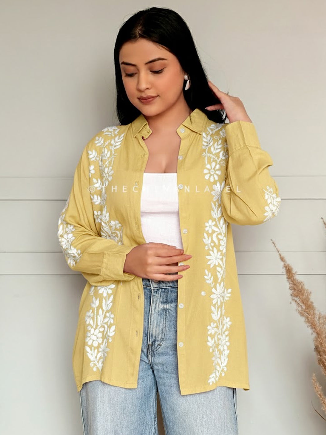 Anvika Rayon Chikankari Shirt - Yellow