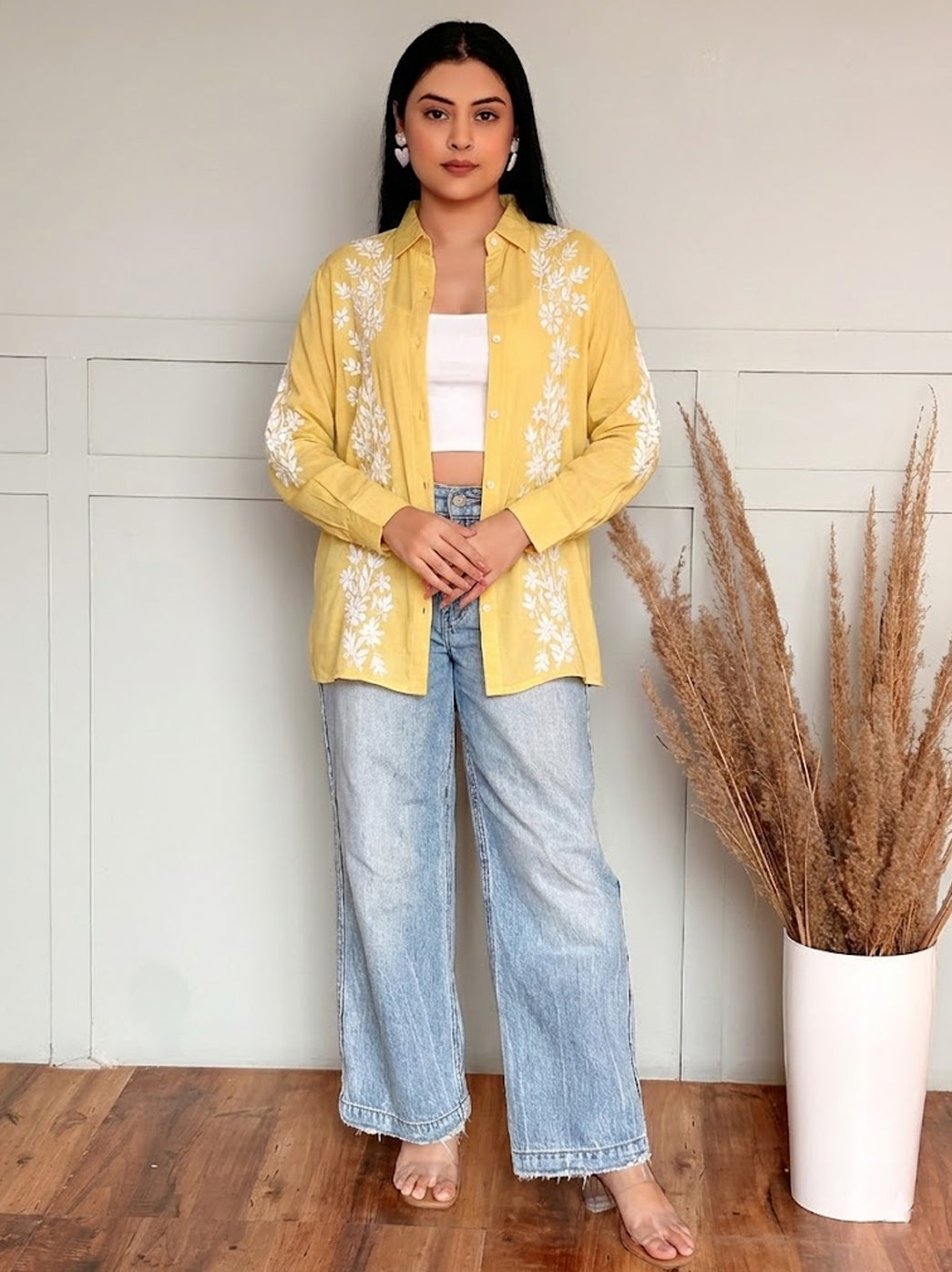 Anvika Rayon Chikankari Shirt - Yellow