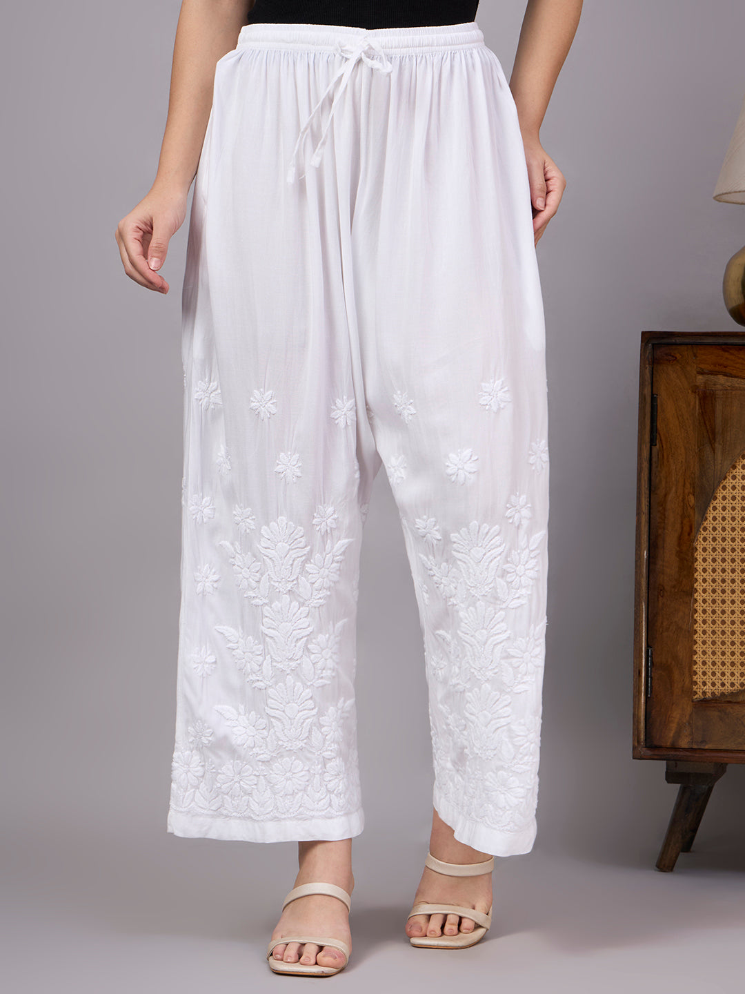 Lightweight Rayon Palazzo with beautiful embroidery work offering comfort, elegance, and timeless ethnic fashion styling