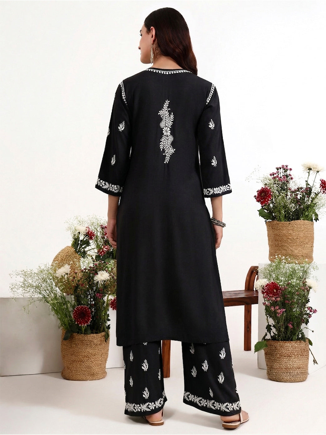 Classic chikankari kurti set for women featuring breathable material and traditional design